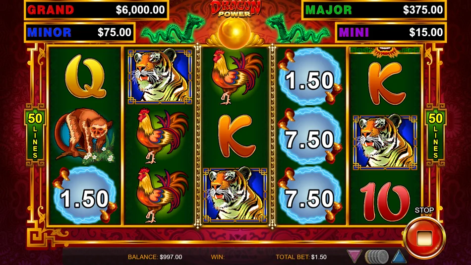 Golden Orb Feature turning the middle reel wild during Dragon Link pokie base game